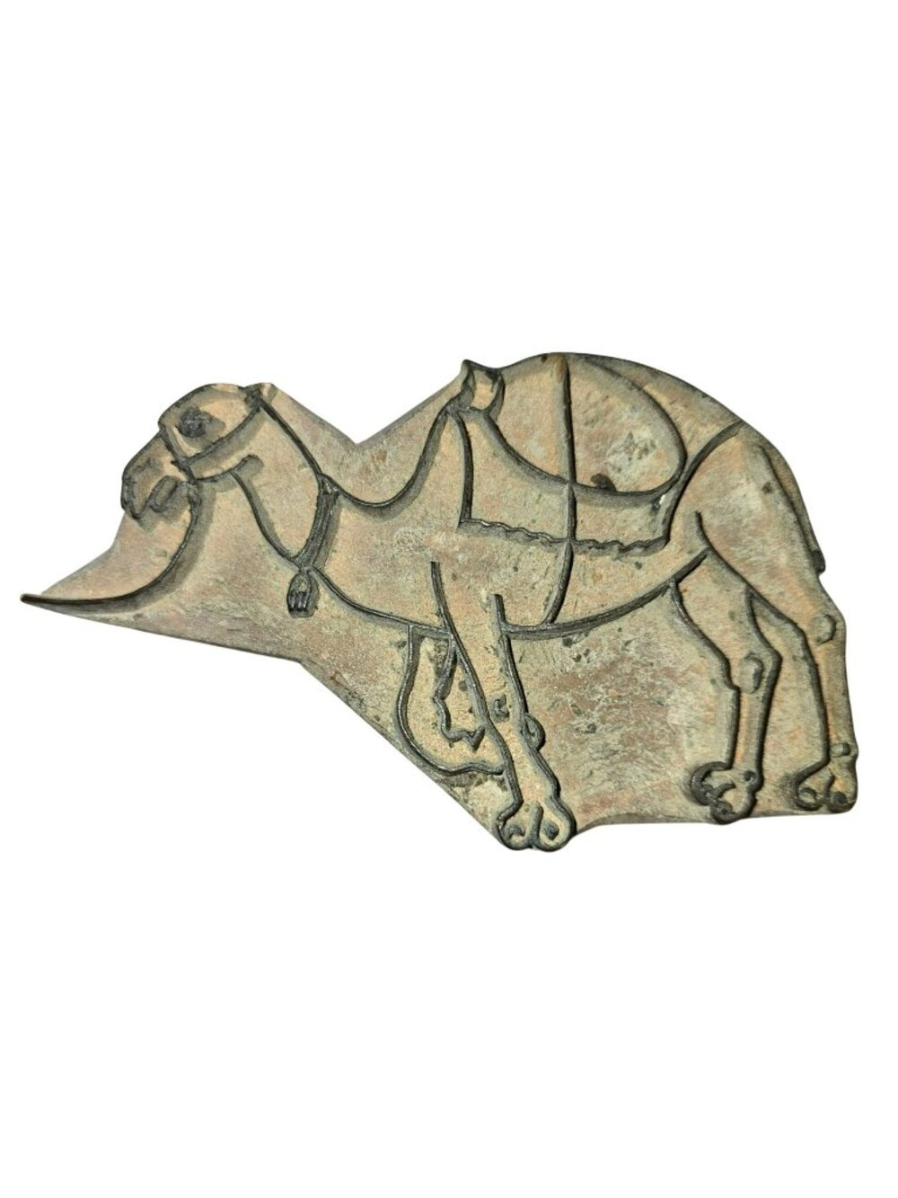 Hand-Carved Wooden Camel Printing Block Stamp Antique Decor Piece JH1874